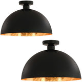 Ceiling Lamps 2 pcs Black and Gold Semi-spherical E27 50873