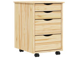 Rolling Cabinet with Desk MOSS Clear Varnish 34 x 39 x 65.5 cm 42032405