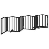 Dog Gate with Door Foldable 6 Panels Black 300 cm Poplar Wood 352221