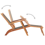 Deck Chair Black Acacia wood Standard Ergonomic Deck Chair 45958