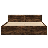 Bed Frame with Headboard without Mattress Smoked Oak 180x200 cm Super King 3295545