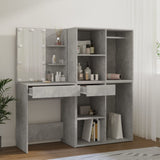 LED Dressing Table with 2 Cabinets Concrete Grey Engineered Wood 3082030