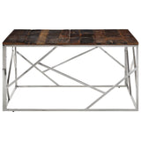 Coffee Table Silver Stainless Steel and Solid Wood Sleeper 349957