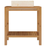 Bathroom Vanity Cabinet Solid Teak with Sink Marble Cream 3058160