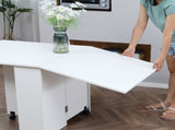 Folding Dining Table, Drop Leaf Table with 2-Tier Shelves, Rolling Casters, for Small Spaces, T3398P344134