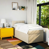 Box Spring Bed with Mattress Cream 90x200 cm Fabric 3285776