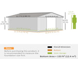 12.5 x 11.1ft Steel Sliding Door Storage Shed - Green T3398P317801