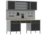 Work Cabinet 7 pcs Black and Grey Engineered Wood and Steel 3321454