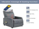 Fabric With 6-Point Massage Heating Function Recliner Light Gray 82079157