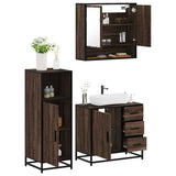 3 Piece Bathroom Furniture Set Brown Oak Engineered Wood 3300989