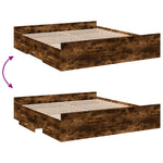 ZNTS Bed Frame with Drawers without Mattress Smoked Oak 200x200 cm 3280269