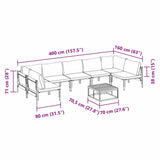Garden Sofa Set with Cushion 8 pcs Black Steel 3378983