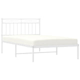 Metal Bed Frame without Mattress with Headboard White 100x200cm 373735