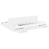 Storage Bed Frame White 140 x 200 cm Engineered Wood 3335293