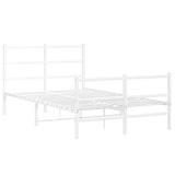 Metal Bed Frame without Mattress with Footboard White 120x190cm 355429