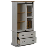 ZNTS Wine Cabinet HALDEN with Wine Racks and Sliding Door White Pine 4018434