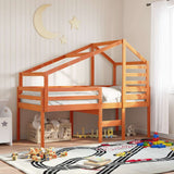 Kids' Bed Roof Wax Brown 198x87x113 cm Solid Wood Pine 846875