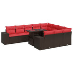 8 Piece Garden Sofa Set with Cushions Brown Poly Rattan Acacia 3326875