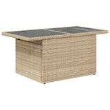 Garden Table with Glass Top Beige 100x55x73 cm Poly Rattan 366059