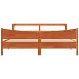 Bed Frame with Headboard Wax Brown 200x200 cm Solid Wood Pine 3306293