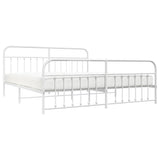 Bed Frame White Powder-Coated Steel Double Industrial Bed Frame 352651