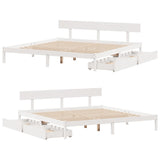 Bed Frame without Mattress White 200x200 cm Solid Wood Pine 3301523