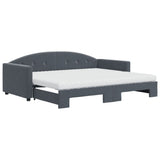 Daybed with Trundle and Mattresses Dark Grey 90x190 cm Velvet 3197394