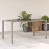 Garden Table with Glass Top Grey 150x90x75 cm Poly Rattan 365532