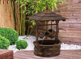 Wooden Garden Wishing Well Fountain Barrel Waterfall Rustic Wood with Pump Garden Dcor Ornament T3398P322181