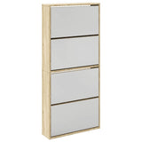 Shoe Cabinet 4-Layer Mirror Oak 63x17x134 cm 273935