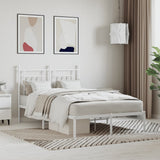 Bed Frame White Powder-Coated Steel Double Bed Frame 353584