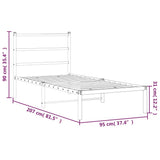 Metal Bed Frame without Mattress with Headboard Black 90x200cm 355358