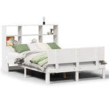ZNTS Bookcase Bed without Mattress White 160x200cm Solid Wood Pine 3322671