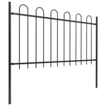 Garden Fence with Hoop Top Steel 1426x100 cm Black 277663