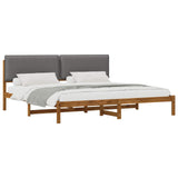 Bed Frame with Upholstered Headboard Natural and Light Grey 3405036