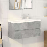 ZNTS 2 Piece Bathroom Furniture Set Concrete Grey Engineered Wood 3324916