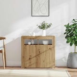 Sideboard with LED Lights Artisan Oak 80x35x75 cm Engineered Wood 856362