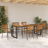 Garden Dining Set 7 pcs Black and Brown Poly Rattan 3365484