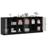 Bookcase with Doors Black 204x37x75 cm Engineered Wood 3206532