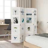 Room Divider 4 Panels White Solid Wood Paulownia 358689