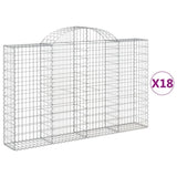 Arched Gabion Baskets 18 pcs 200x30x120/140 cm Galvanised Iron 3146145
