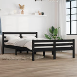 Bed Frame without Mattress Black Solid Wood 140x190 cm 814803