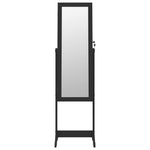 ZNTS Mirror Jewellery Cabinet with LED Lights Free Standing Black 353260