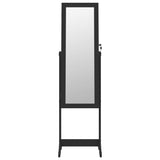 ZNTS Mirror Jewellery Cabinet with LED Lights Free Standing Black 353260