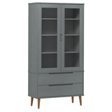 Vitrine Cabinet MOLDE Grey 90x35x175 cm Solid Wood Pine 350545