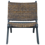 Relaxing Chair Grey Natural Kubu Rattan and Solid Mahogany Wood 285801