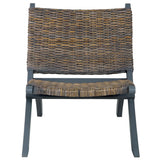 Relaxing Chair Grey Natural Kubu Rattan and Solid Mahogany Wood 285801