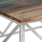 Coffee Table Silver Stainless Steel and Solid Reclaimed Wood 349984