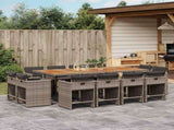 13 Piece Garden Dining Set with Cushions Grey Poly Rattan 3211226