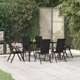 7 Piece Garden Dining Set Black Poly Rattan 3156513